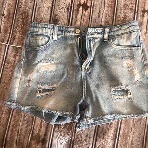 High Waisted Distressed Denim Women Shorts